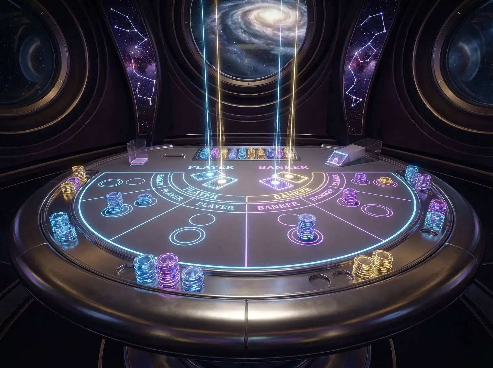 天空彩票真人百家乐全息投影牌桌俯视图